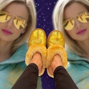 Metallic Gold Ugg Slippers Custom Designed